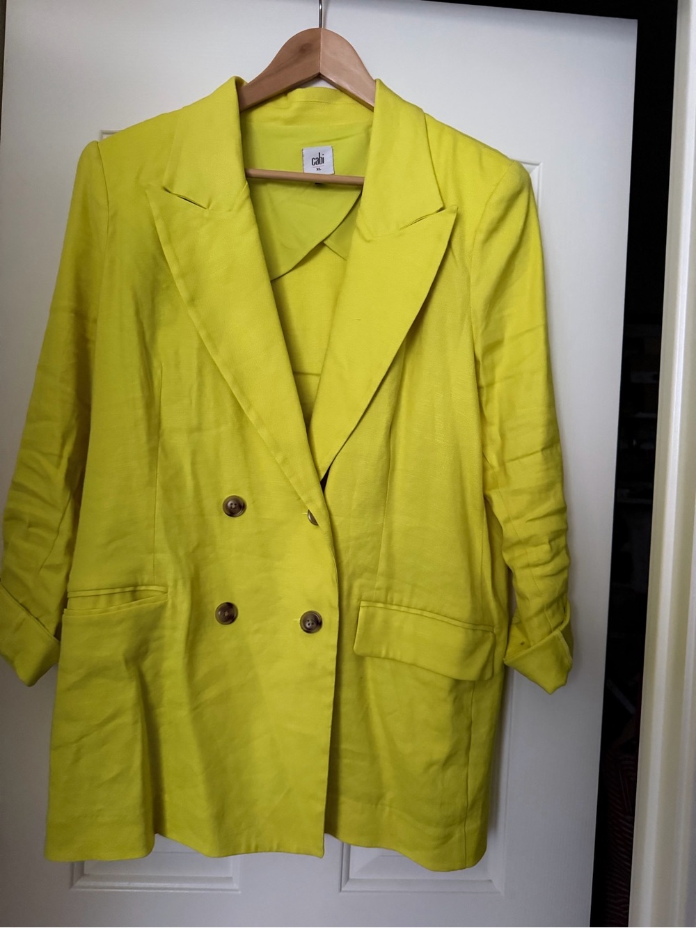 CAbi Bright Yellow Double-Breasted Blazer Jacket